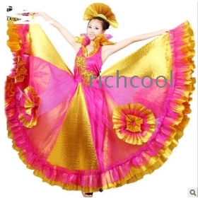 Atmospheric opening dance garments large pendulum skirt dancing performance clothing/stage show clothing headwear 