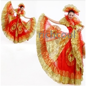 Spain opening dance skirt 720 degrees big pendulum skirt dancing costumes dress modern dance suit stage outfit 