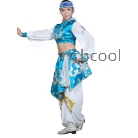 Fission blue Mongolian clothing/minority clothing/dance garments/performance clothing/stage show clothing 