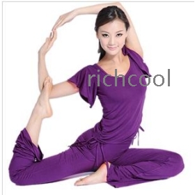 The real thing modal yoga suit short sleeve han2 ban3 yoga suit summer show thin dance suit 