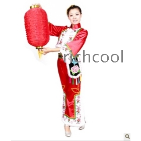 National costume/yangko clothing/dance garments/performance clothing/stage show clothing - red lanterns 