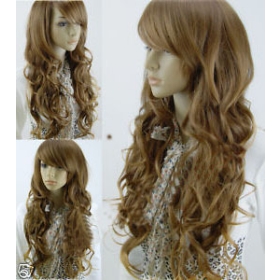 Graceful Long Curly Natural Brown 22" Synthetic Hair Wigs(Free Shipping)