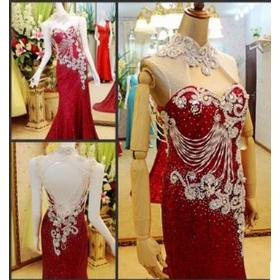 Ultimate luxury crystal Korea Korean dress bridal dress wedding toast dress evening dress xj0455 