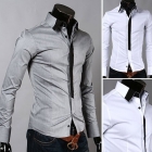 Free shipping - New Men's Slim Korean shirt men's casual Double pocket long-sleeved shirt T shirt shirts CS18 M L XL  XXL Color:     White, gray