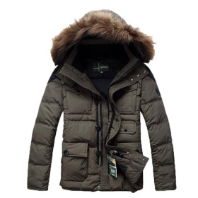 Free Shipping! Fur Collar Man's Down Coat Winter Warm Down Jacket For Men Outwear Down,90%white duck down