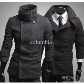 Wholesale - New Men's Coat Outerwe Men's Slim Double-breasted Stand-up collar Coat Outerwear #2399