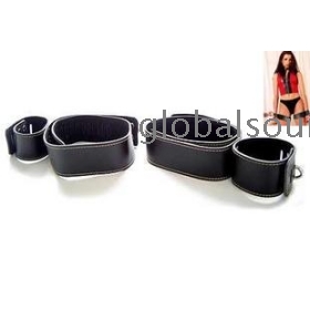 Wholesale BLACK  leather handcuffs, sex toys , SM adult toys handcuffs , sex bandage Free ship and drop shi p