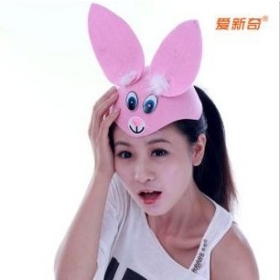 Dance show children dress up animal hat lovely long ear rabbit hat m5 white rabbit powder rabbit cap 