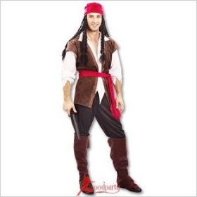 Fancy pirati partito del costume dei Caraibi costume parrucca maschili capitano abiti pirati jack maschio vestito 1