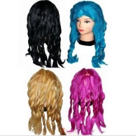 Masked ball cos color hair net big braid waves rolled long hair  wig ponytail 