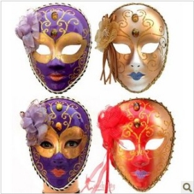 Masked ball mask Venice, Italy mask feather mask high-grade whole face mask Venice 