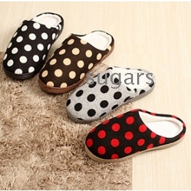 Monochromatic wave point men and women lovers paragraph wool warm home/cotton slippers/shoes household 32003 
