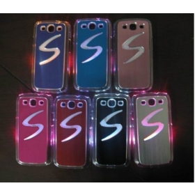 Wholesale 10Pcs / lot Sense LED light Flash 6 colorful Hard Skin Case Cover For  SIII S3 i9300 + Retail package DHL Free shipping