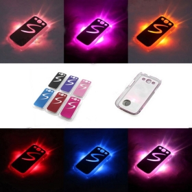 Wholesale 10Pcs / lot Sense LED light Flash 6 colorful Hard Skin Case Cover For SIII S3 i9300 + Retail package DHL Fast shipping