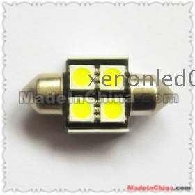 Freeshipping 100pcs/lot 36mm 4 SMD Pure White Dome Festoon CANBUS Error Free Car 4 LED Light Bulb Lamp 