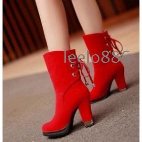 Free Shipping Wholesale New arrival fashion banquet super sweety  genuine suede lace up nightclubs side zipper noble party ankle boots EU34-39