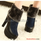 Free Shipping Wholesale New fashion sweety  female mix color furry luxury warmth noble platform ankle boots EU35-39