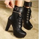 Free Shipping Wholesale New arrival fashion banquet super sweety  genuine buckle noble Martin lace up zipper party ankle boots EU35-39