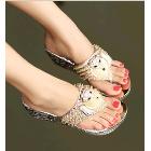 Free Shipping Wholesale New arrival fashion clip toe banquet super summer sweety  popular cute cat diamond muffin slope slippers EU35-39