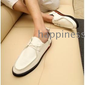 Free Shipping Han Edition Men's Fashion Single Skin Boat Shoes Black   Blue   White Size 39-44       