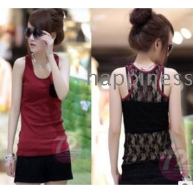  free shipping Women render vest stitching bud silk cultivate one's morality