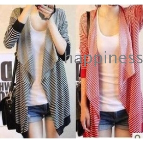 free shipping Women's irregular stripe knitting cardigan coat shawl