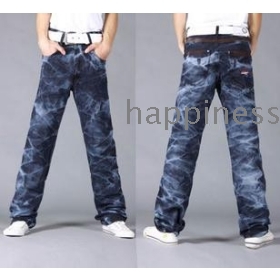 free shipping Tide of fashion jeans. Straight men flower cultivate one's morality    