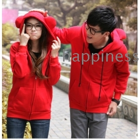 free shipping Bear couple new long sleeve han loose fleeces guard coat  