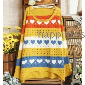 free shipping Women's clothing han edition love-heart hollow out color knit sweater        