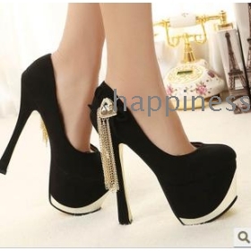 free shipping The new -high with tassel diamond single shoes (2 colors)