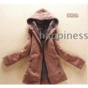 free shipping Han fleeces cardigan guard coat velvet dress nut cotton-padded clothes 