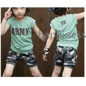  free shipping  Han edition summer wear camouflage suit children short sleeve T-shirt + shorts 