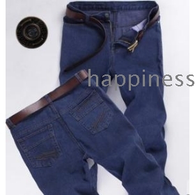 free shipping Straight men leisure blue jeans       