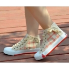 free shipping Han sweet grid high help system take the fashion leisure female canvas shoes 