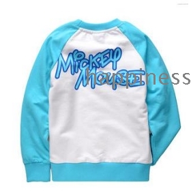  free shipping Cartoon printing of pure cotton terry long sleeve blue 0008        