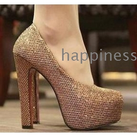 free shipping Female sequins documentary shoes high thick with dinner  