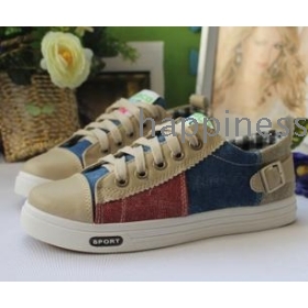 free shipping Canvas shoes han edition tide female leisure sports sweet lace color matching shoes      