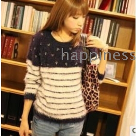 free shipping Women's clothing embroidery stripe jersey cultivate one's morality base sweater        