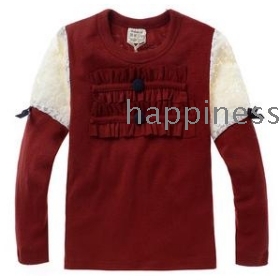  free shipping 20013 bordeaux red chest embroidery lace knit long-sleeve render unlined upper garment  