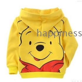 free shipping A0011 yellow cartoon bear children's wear cardigan zipper add wool fleece        