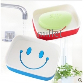 Creative husstand hao feng tegneserie smilende ansigt dobbelt soap box / fashion sæbe frame C595