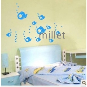 E6860 doug fish fashion wall sticker DIY home new fashion blue 