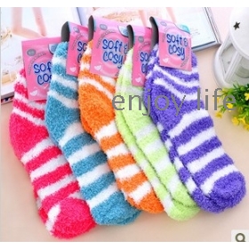 2012 new winter warm floor sox towel sox striped wool cloth with soft nap socks B265 