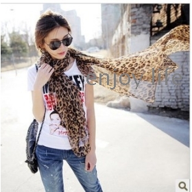 Han classical leopard grain chiffon scarf long silk scarf shawl P2457 large 