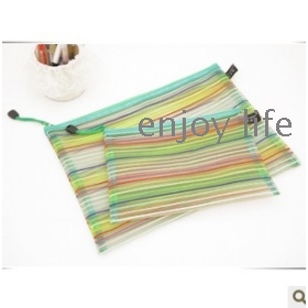 Wysoka A5 jakość ziarna mesh bag tęczy pasek plik pakiet zamek kieszeń torby