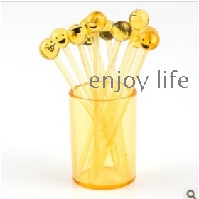 Fashion kreativen Ausdruck Kunststoff Obst Gabel Anzug 10 Gabel 1 Tasse E5038