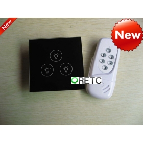 wireless remote  wall switches &light switch 3 gang with crystal tempered glass panel design