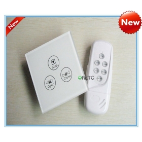 EU/UK Style RF Remote Control Electromotion  wireless Curtain Switch , Crystal Tempered Glass  Panel Wall Switch