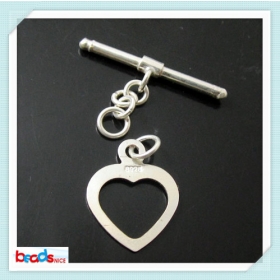 Beadsnice ID24937 silver heart shape toggle clasps for necklace/jewelry 5sets/lot