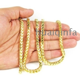 30" Inch 6mm 131 Grams solid  14k Yellow Gold  Box Cuban Chain Necklace Mens